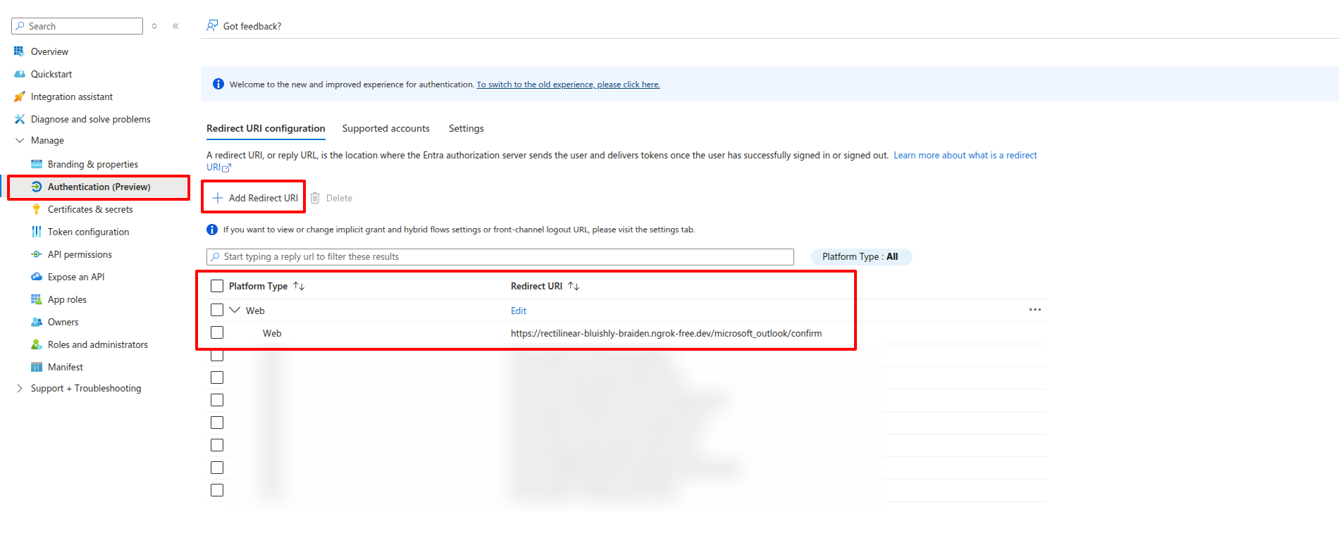 Authentication and Redirect URIs