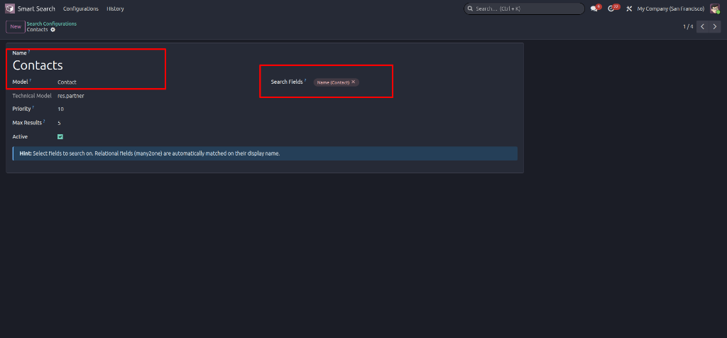 Contacts Search Configuration