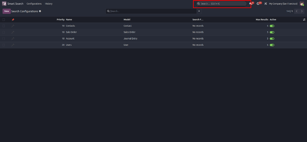 Search Configurations List View