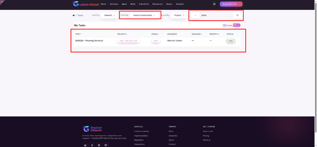 Filtered Task List View